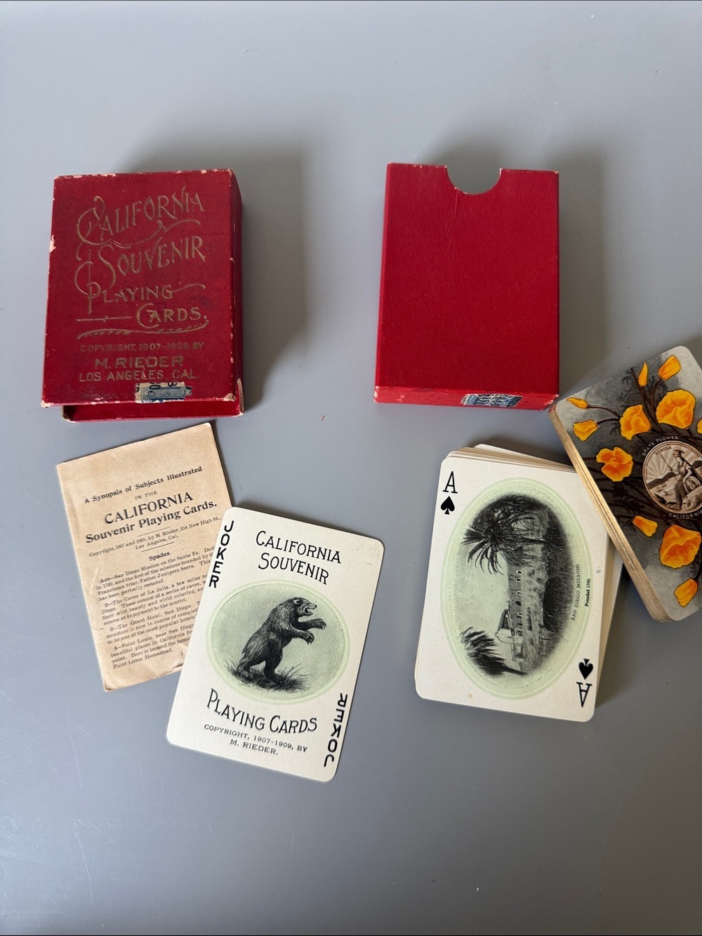 Antique 1907-1909 Art Nouveau California Souvenir Playing Cards Vintage Set